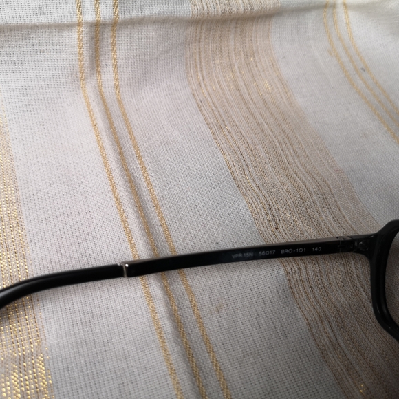 PRADA VPR 15N BRO-1O1 Eyeglasses Frames Black Polished Silver Square 56-17-140 - Picture 7 of 12